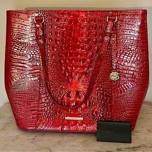 Brahmin Abigail Red Dragon Crocodile Embossed Tote